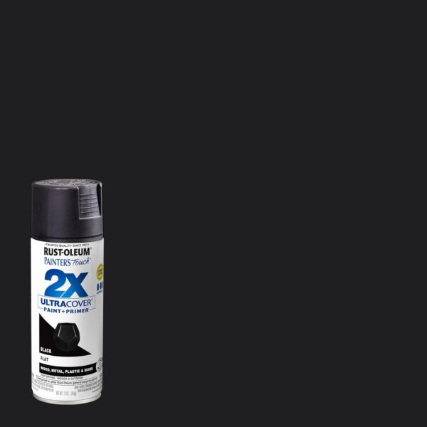 Rust-Oleum 334020 Painter's Touch 2X Ultra Cover Spray Paint, 12 oz, Flat Black - Image 3