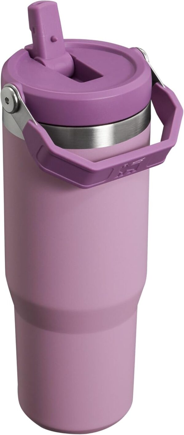 Stanley IceFlow Flip Straw Tumbler with Handle 30 oz | Twist On Lid and Flip Up Straw | Leak Resistant Water Bottle | Insulated Stainless Steel |BPA-Free | Lilac - Image 5