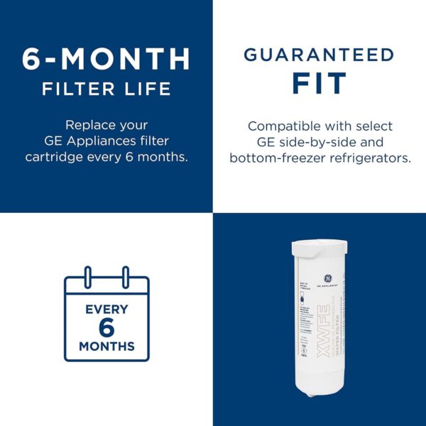 GE XWFE Refrigerator Water Filter, Genuine Replacement Filter, Certified to Reduce Lead, Sulfur, and 50+ Other Impurities, Replace Every 6 Months for Best Results, Pack of 1 - Image 4