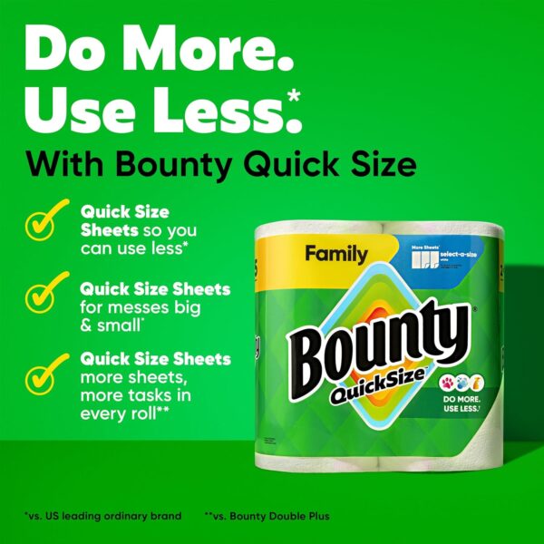 Bounty Quick Size Paper Towels, White, 8 Family Rolls = 20 Regular Rolls (Packaging May Vary) - Image 4
