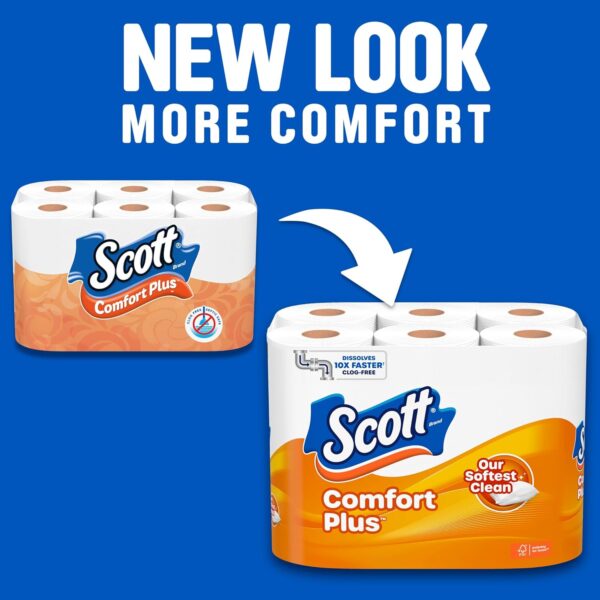 Scott ComfortPlus Toilet Paper, 12 Double Rolls, 231 Sheets per Roll, Septic-Safe, 1-Ply Toilet Tissue - Image 5