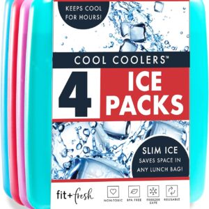 Cool Coolers by Fit + Fresh, Reusable & Long-Lasting Slim Ice Packs, Cold Packs for Lunch Boxes, Ice Packs for Lunch Bags