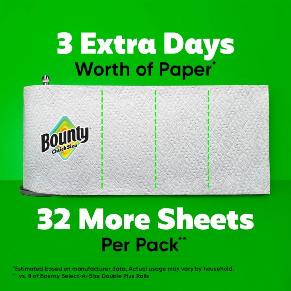 Bounty Quick Size Paper Towels, White, 8 Family Rolls = 20 Regular Rolls (Packaging May Vary) - Image 3